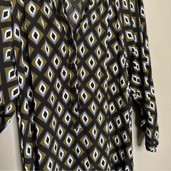 Zara geometric print Henley midi dress - Picture 3 of 5